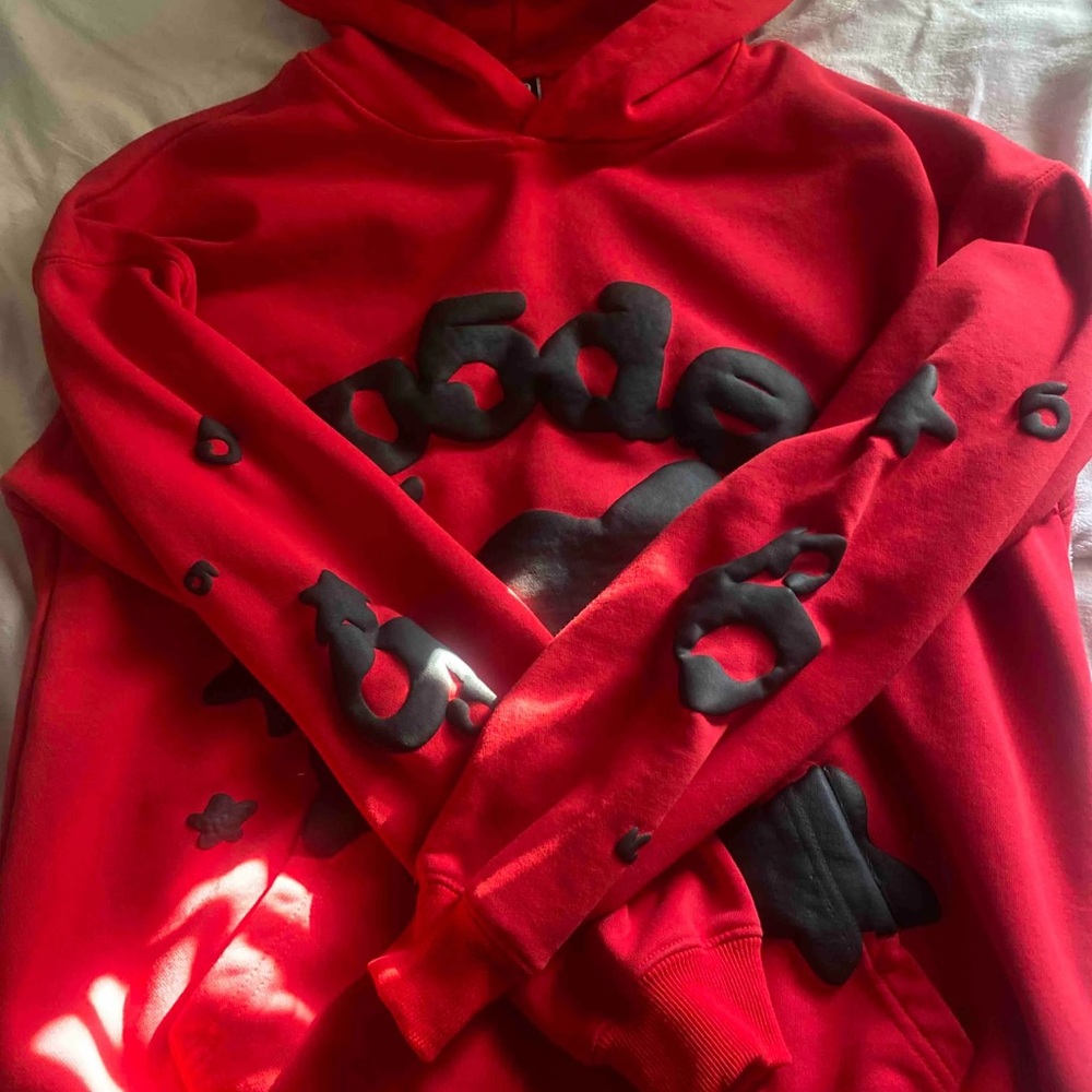 Red Hoodie with Black Graphic Design